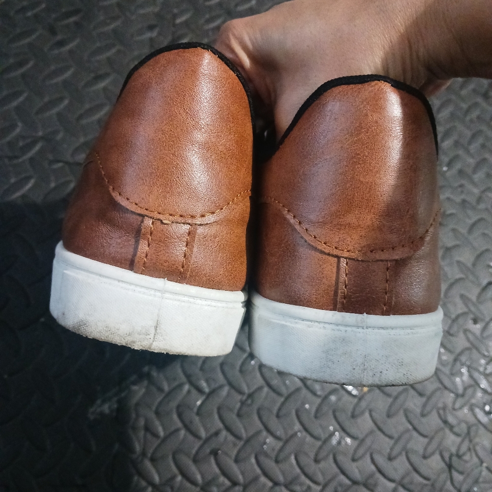 Men camel Brown Canvas lace up sneakers shoes - Picture 8 of 12